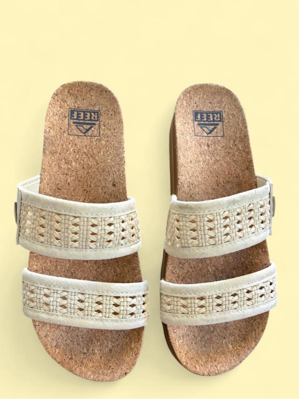 Reef Women's Ivory Woven Double-Strap Cork Slides sandals boho